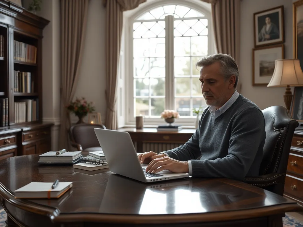 Writing desk with letter and pen